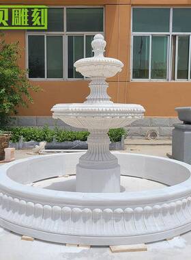 大型双层景石雕喷泉雕塑219园水林广场水装简饰品可约层层流摆件