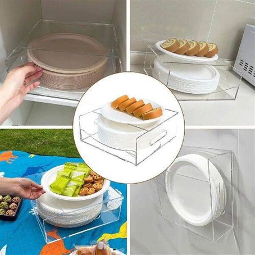 Picnic Paper Plate Organizer Acrylic Paper Plate Dispenser
