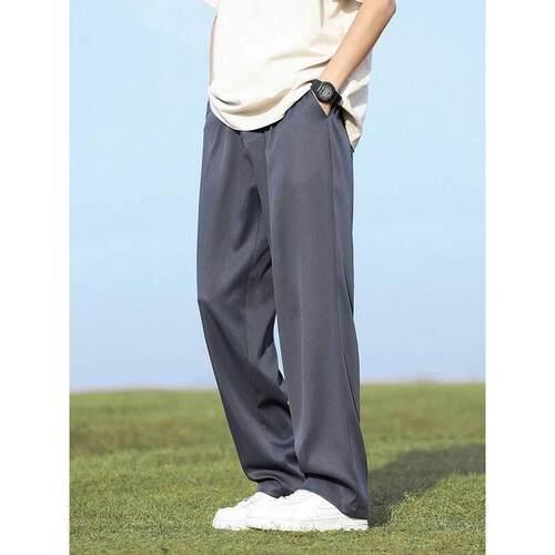 Summer Korean Mens Pants Light&Thin Polyester Elastic Waist