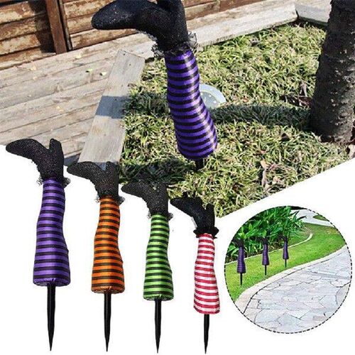 Halloween Witch Leg Stake Reusable Party Decorative Props