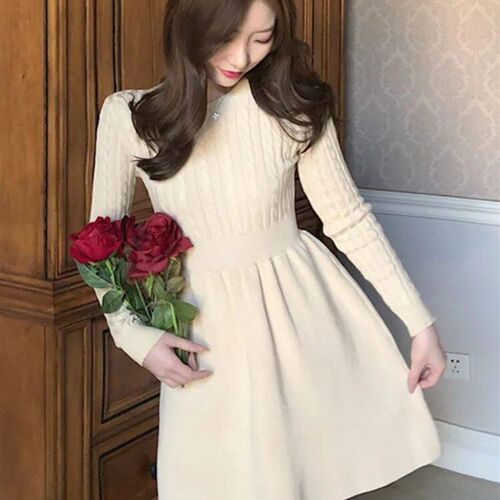 High Quality 2023 New Autumn Winter Knitted Sweater Dress Wo
