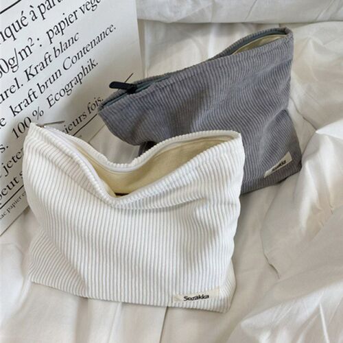 Corduroy Travel Cosmetic Bag Portable Makeup Storage Bag Pur
