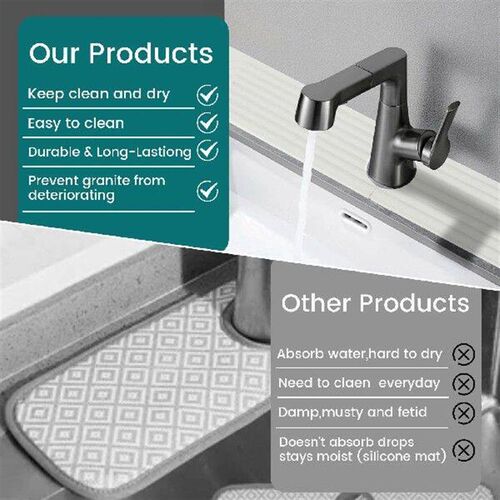 Faucet Mat for Kitchen Sink Water Absorbent Stone Sink Tray