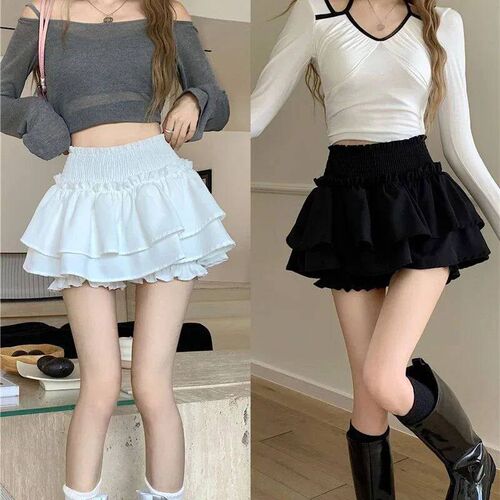 Skirt Cute  Balletcore Elatic High Wait Ball Gown Ruffle Pat