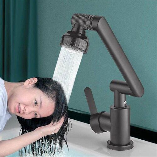 Solid Stainless Steel Bathroom Sink Faucet With 3D Rotation