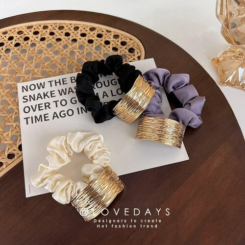 Korean elegant metal large intestine hair ring temperament p