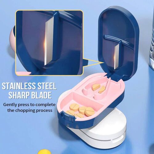 Portable Pill Splitter -2-in-1 Pill Box with Stainless Steel