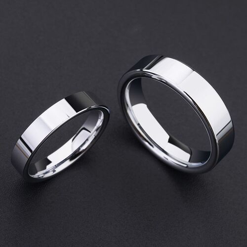 High Polished Silver Color Tungsten Wedding Rings for Couple