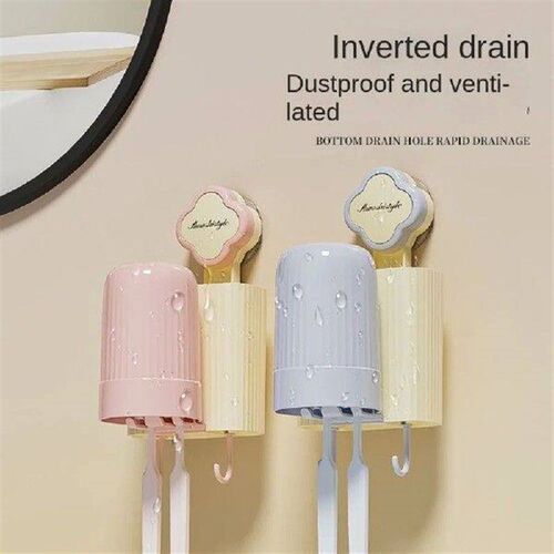 Suction Cup Toothbrush Rack Save Space No Punching