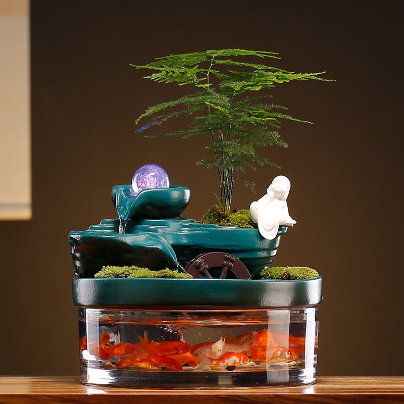 流水摆件循环水招财鱼缸生财家居客厅办公室桌面装饰乔迁开业礼品,家居饰品,装饰摆件,淘宝优惠券,粉丝福利购,淘宝优惠卷