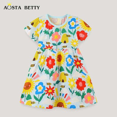 Lattice Childrens Dress Summer Girl Dress Knitted Cotton Ca