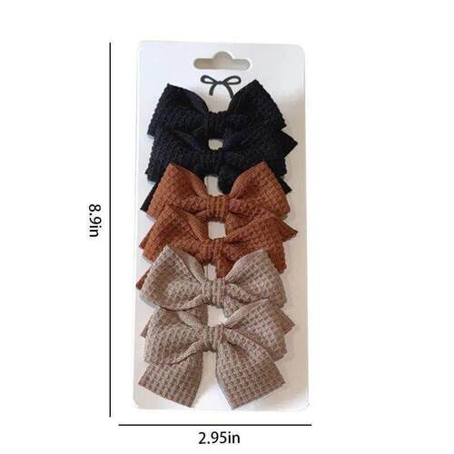 6PCS Soft Cotton Bow Hapn Gl Sweet Plad Desgn Hapn Colo Blok