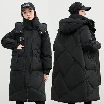 European 2023 Winter New Detachable Hood Cotton Coat Womens