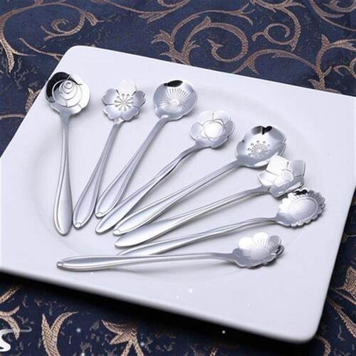 8Pcs Flower Spoon Set Small Teaspoon Coffee Spoon Cute Ice