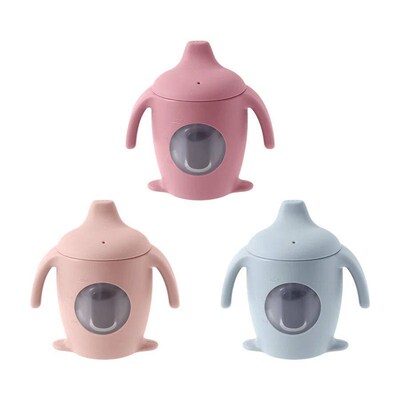 1PC Baby Silicone Sippy Cup Cartoon Penguin Shape Water Bott