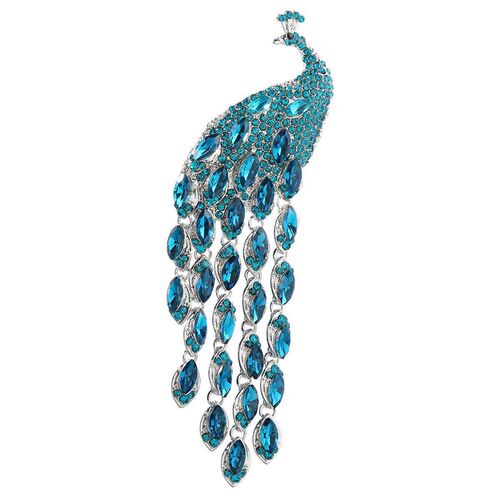 Ins Alloy Diamond-encrusted Blue Peacock Brooch Girl Cute Pi