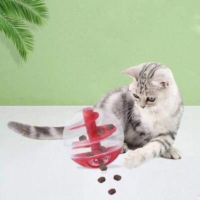 Interactive Cat Food Feeder Ball Pet Toys Tumblers Slow Feed