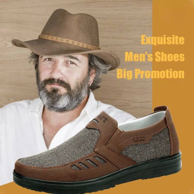 Mens Canvas Slip On Loafer Orthopedic Pain Relief - 实物图