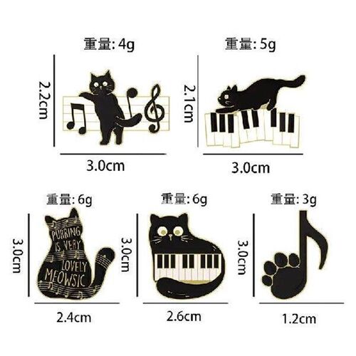 Black And White Keys On The Piano Enamel Pins Cat And
