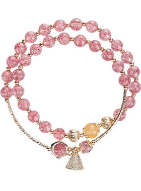 Natural Strawberry Crystal Brlet Womens Round Beads Handmad