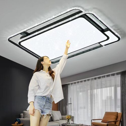 led客厅灯现代简约组合全屋套餐灯具2023新款大气黑色智能吸顶灯
