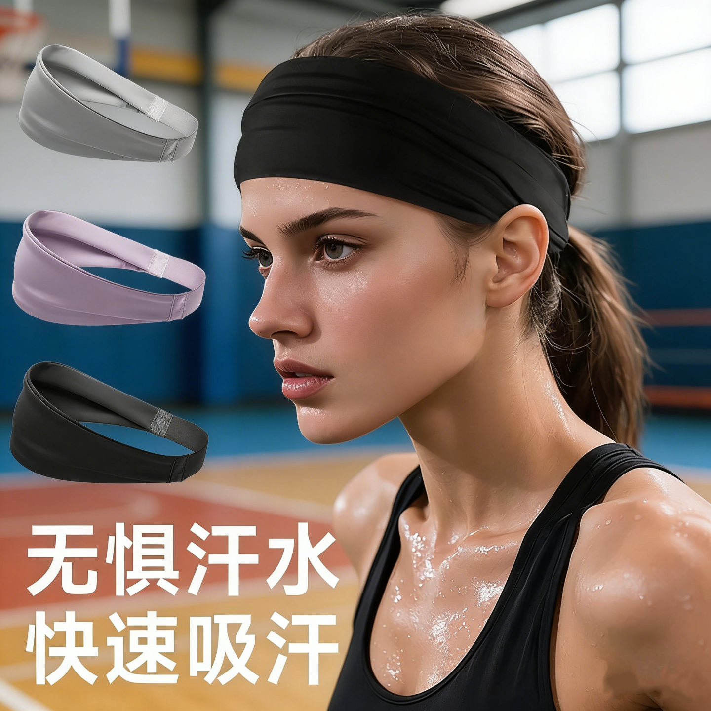 新品lu款冰丝吸汗运动瑜伽发带女