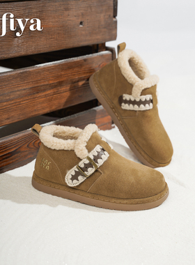 索菲娅雪地靴女成人冬季加绒保暖厚底棉鞋短靴一脚蹬勃肯毛毛鞋子