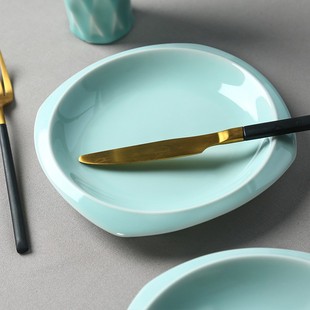 陶瓷菜盘家用中式 青瓷餐盘创意西餐盘子防烫菜盘创意牛排盘子餐具