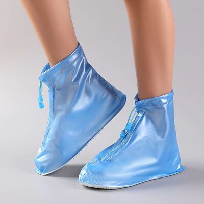 Mid-barrel thickened PVC rainproof shoe cover for men and wo