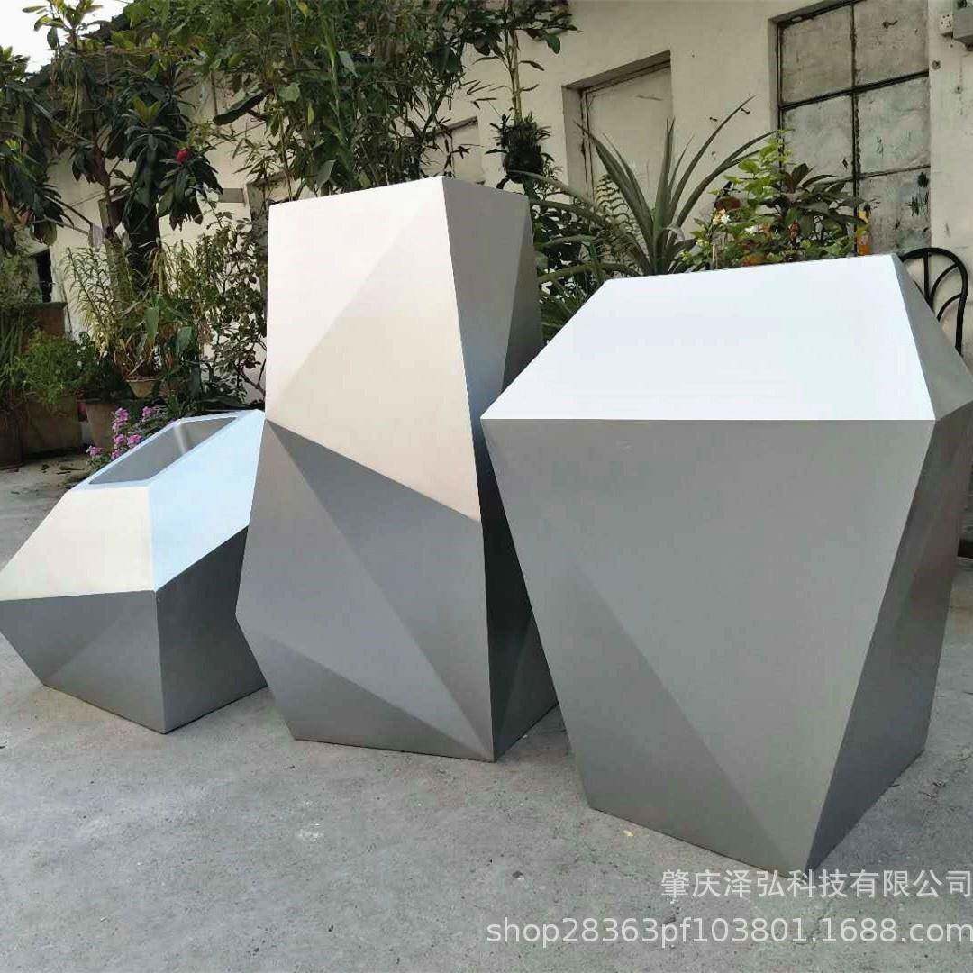 金色璃菱形切面玻钢树脂花盆组合地式落花大zh-001钵室内外摆放装