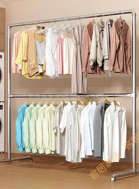 简易加粗加厚管晾镀衣架钢出租地F97HJ97J摊阳台衣架落地衣架屋锌