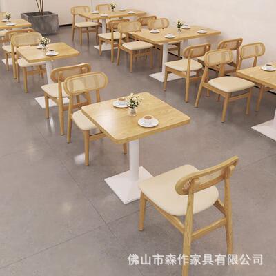 汉奶油风奶茶店桌椅组小吃餐饮店堡ZAP店快餐店面馆合靠墙卡座沙