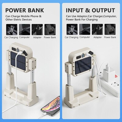 Outdoor retractable multi-light source floodlight solar