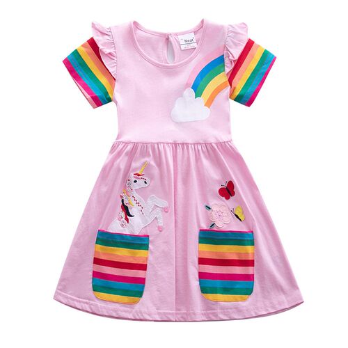 Girl short-sleeved unicorn dress pony cartoon dress printed