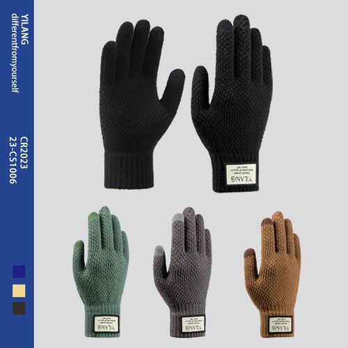 Winter Mens Knitted Gloves with Knitted Yarn and Touchsc