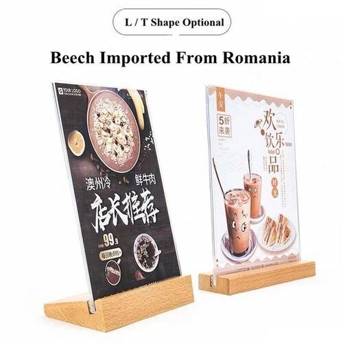 A6 Tabdle Tent Wood Acrylic Menu Paper Sign Holder Stand Pri