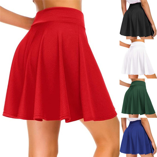 Womens Basic Skirt Versatile Stchy Flared Casual Mini