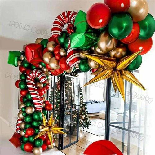 Christmas Balloons Garland Arch Red Green Ballon Crutch Burs