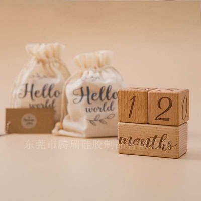 2019Wooden Square Baby Milestone Newborn Full Moon Photograp