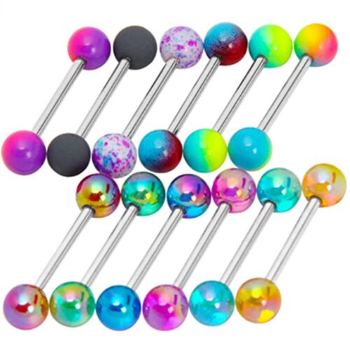 6PCS Stainless Steel Glorious Tongue Ring Bulk 14G Nipple Pi