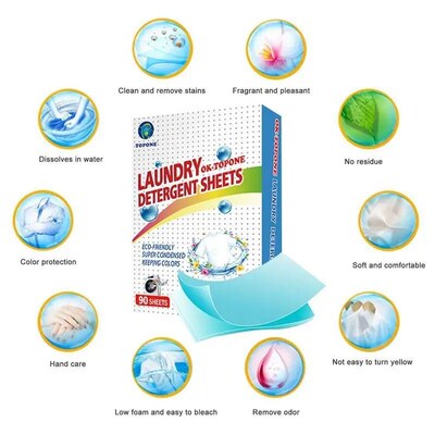 90 Pieces EcoFriendly Laundry Soap Washer Sheets Detergent