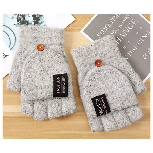 Unisex Winter Mitten Warm Knitted Fingerless Gloves for Men