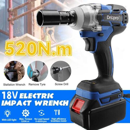 Brushless Cordless Electric Impact Wrench 1/2inch Power Tool