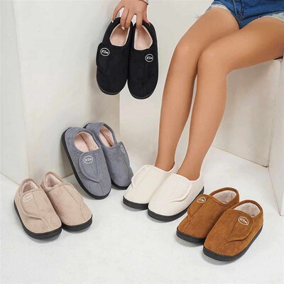 House Shoes for Men Suede Leather Slippers Non-Slip Slip-on