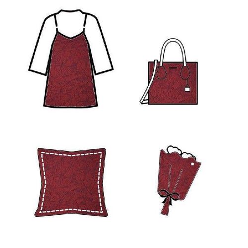 Classic French Style Embossed Dark Red Flower Texture