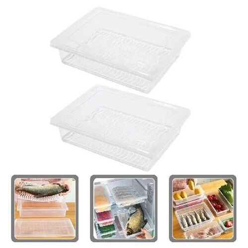2Pcs Food Storage Containers Airtight Crisper Boxes Drain