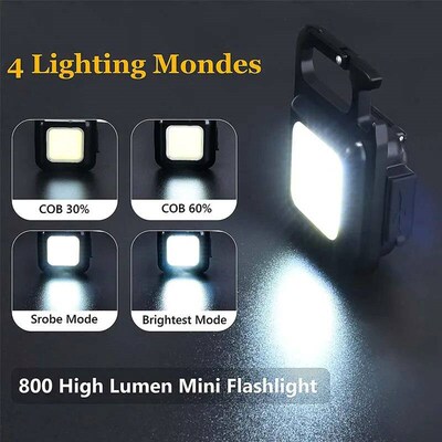Mini LED Keychain Flashlights Multifunctional Portable COB W