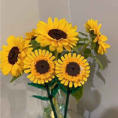 City Creative Sunflower Blocks Plant Desktop Decoration Buil