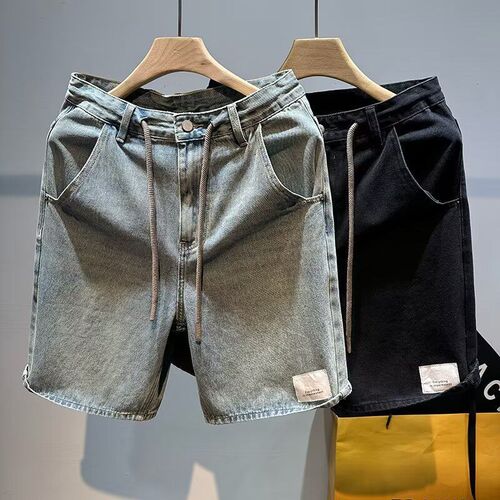 Mens Straight Blue Thin Jeans Ins Daily Wear Shorts Japanes