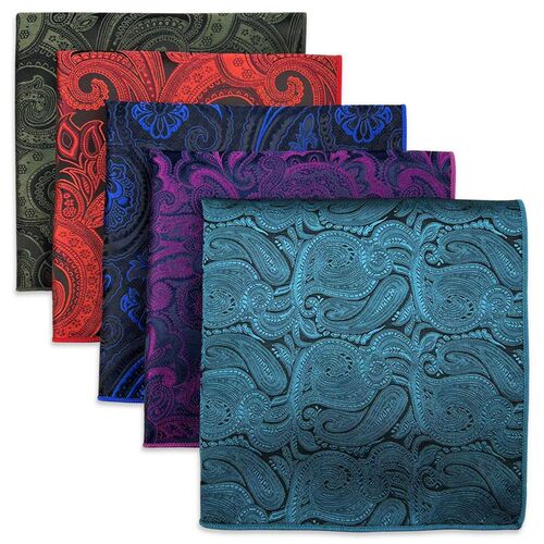 5 Pieces Colorful Assorted Mens Pocket Square Classic Handke